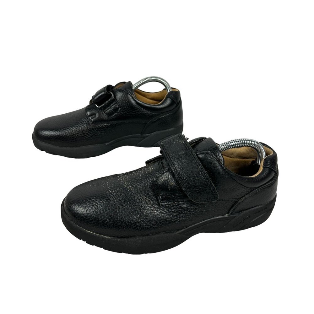 Dr. Comfort Centre William Black Leather Velcro Strap Shoes 7W
